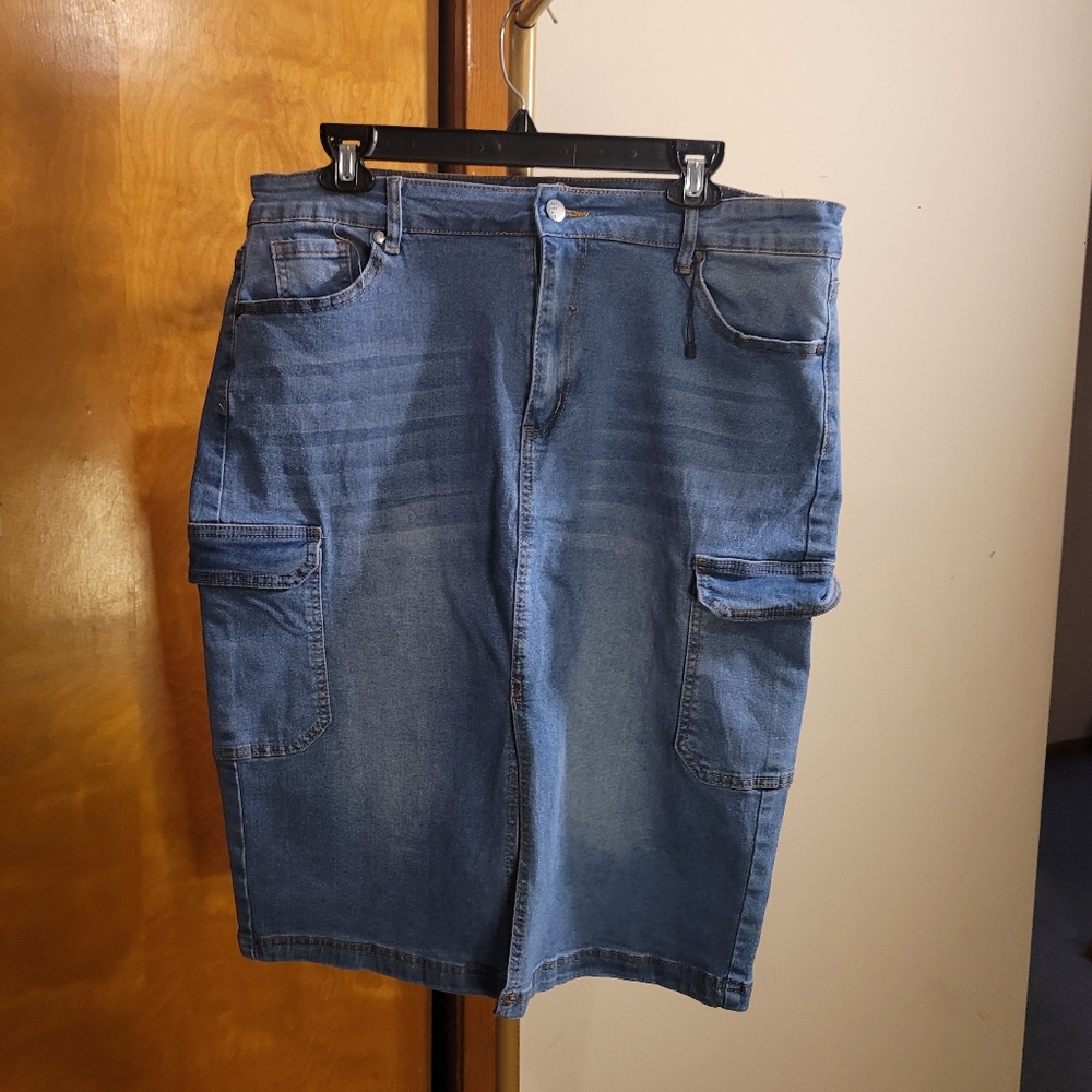 Denim Cargo Skirt 2 XL